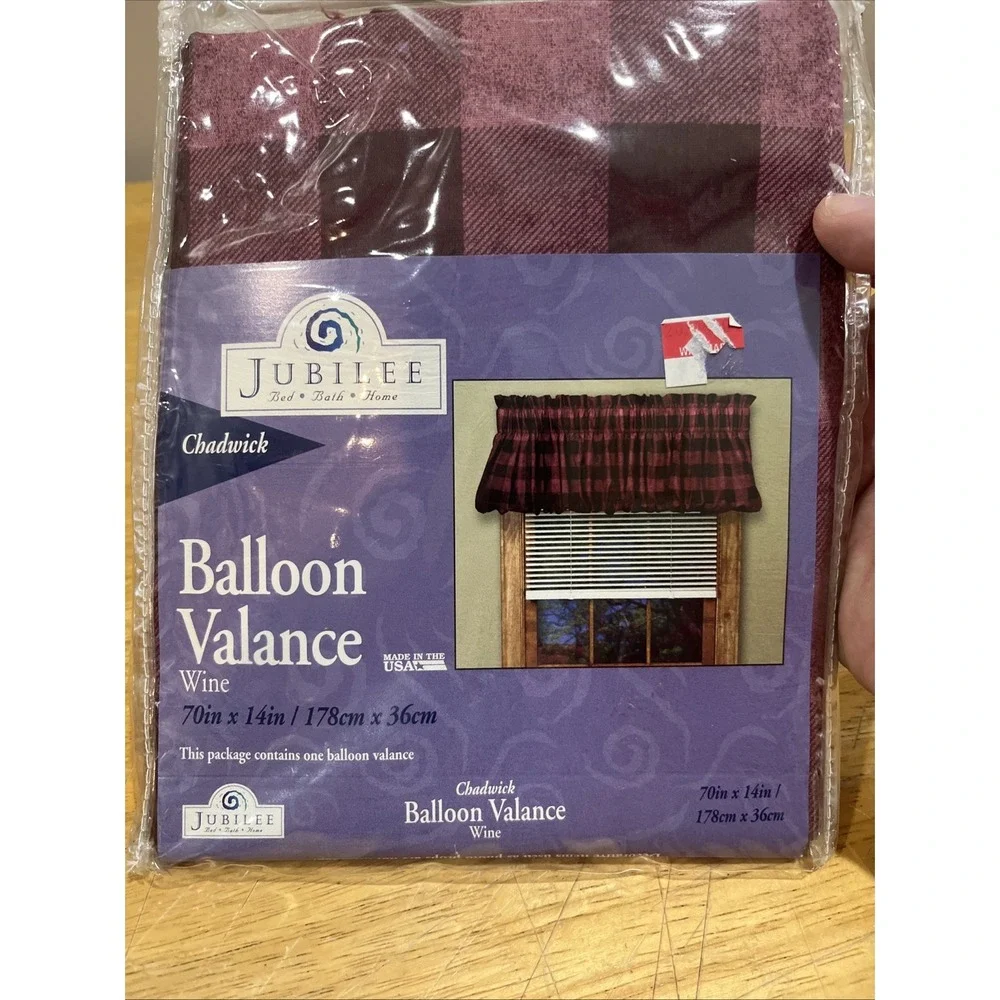 Balloon‎ Valance Wine Red Jubilee Vintage 1990s Chadwick Buffalo Check 70 x 14
